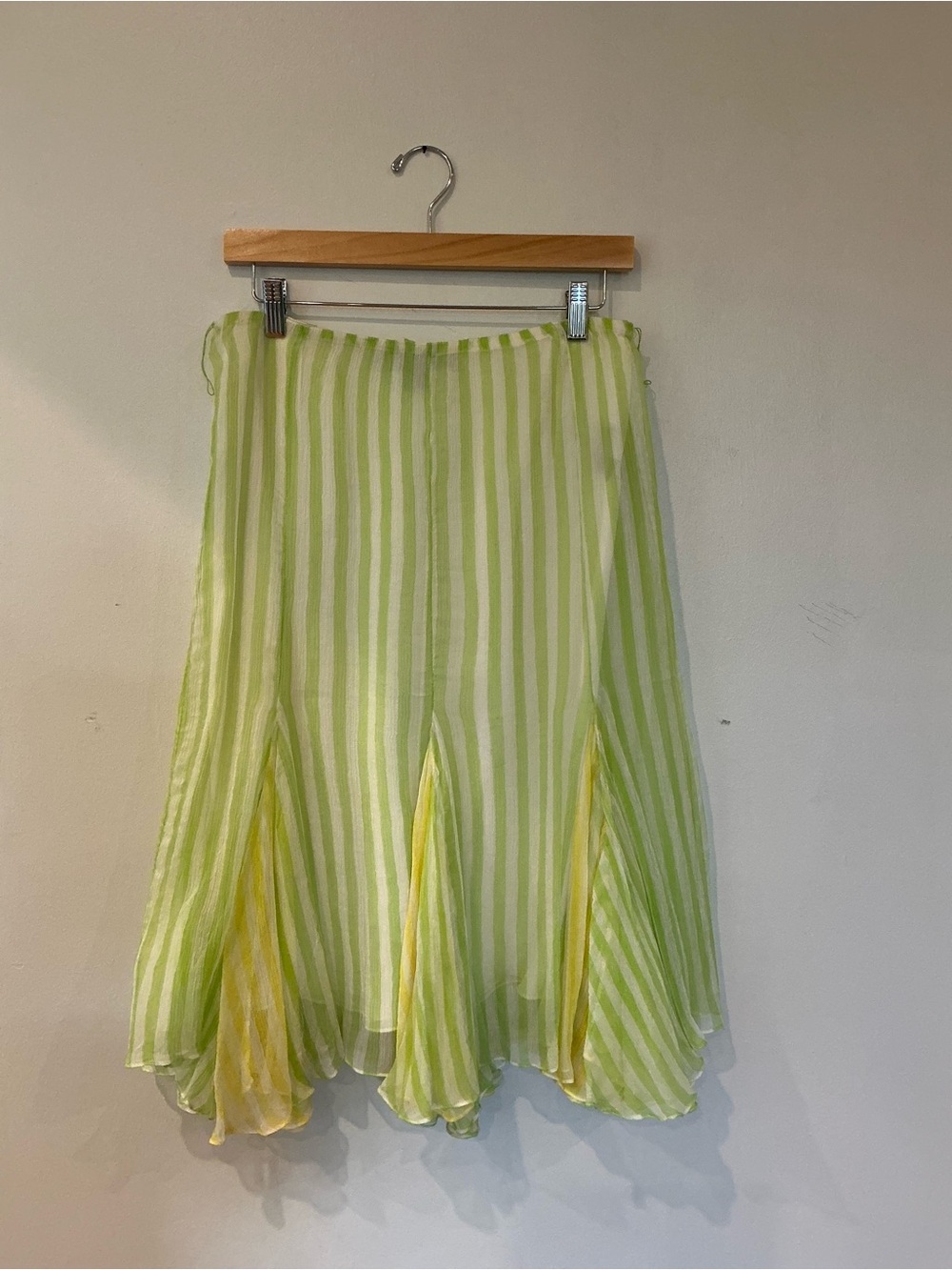 Ralph Lauren Black label 2005 Green/White Striped Silk Chiffon Skirt 6 archive